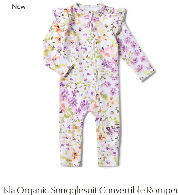 Snuggle Honey.   Frill Romper Organic Convertable