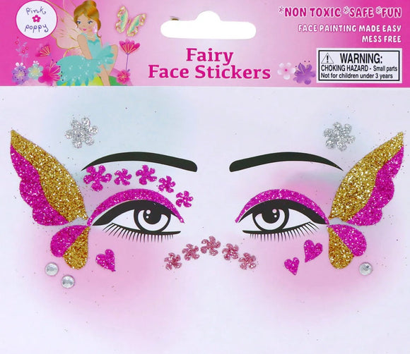 Pink Poppy Butterfly Face Stickers