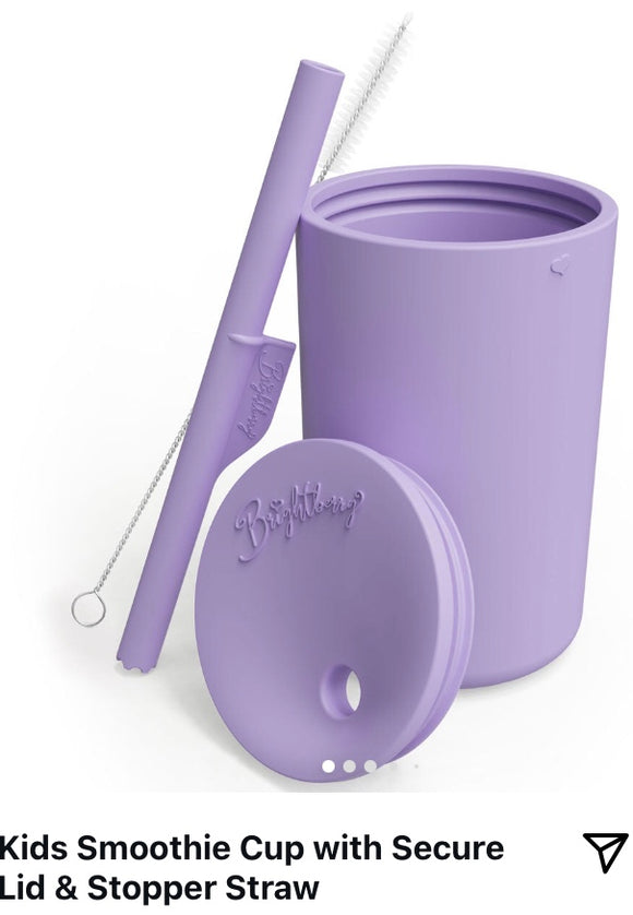 Brightberry Kids Smoothie Cup with Lid and stopper straw