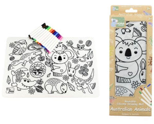 Reusable Silicone Drawing Mat - with washable colour markers