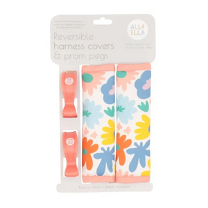 All4Ella Pram Harness Covers and Pram Pegs - Bright Flowers