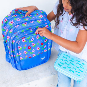 MontiiCo School Backpack - Blue Floral