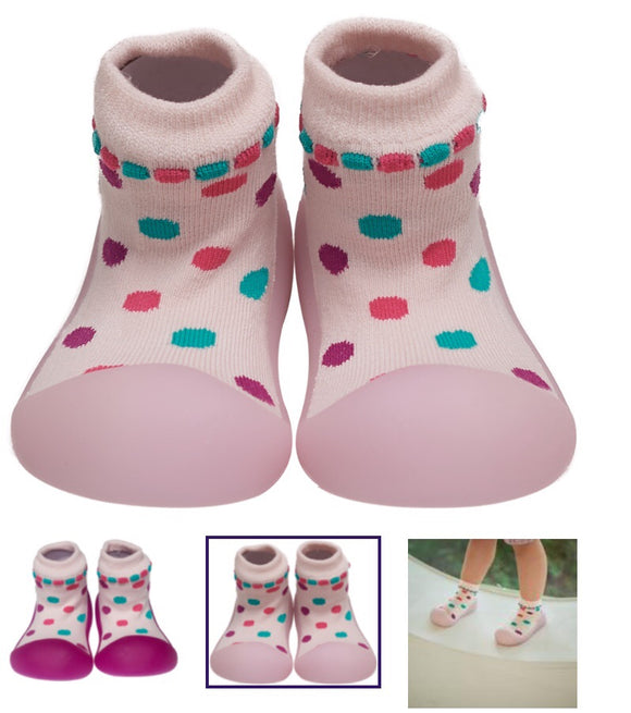 Pink Polka Dot.   Toddler sock/shoe