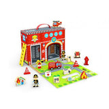 Tooky Toys | Wooden Travel Fire Station